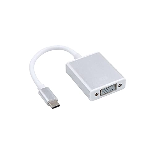 USB-C to VGA Adapter, USB 3.1 Type C (Thunderbolt 3) to VGA Converter Compatible with MacBook Pro, New MacBook, MacBook Air 2018, Dell XPS 13/15, Surface Book 2 and More (Silver)