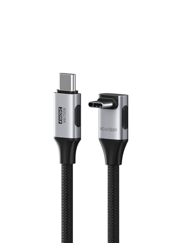 Hagibis USB4 Cable, Right Angle 90Degree Braided 80Gbps, 240W Fast Charging, 8K@60Hz USB4 V2.0 USB-C Cable for iPhone 17 16 15 Pro Max, iPad Pro, MacBook, Thunderbolt 5/4 (Middle 90 Degree, 0.8FT) - color: Middle 90 Degree, size: 0.8FT