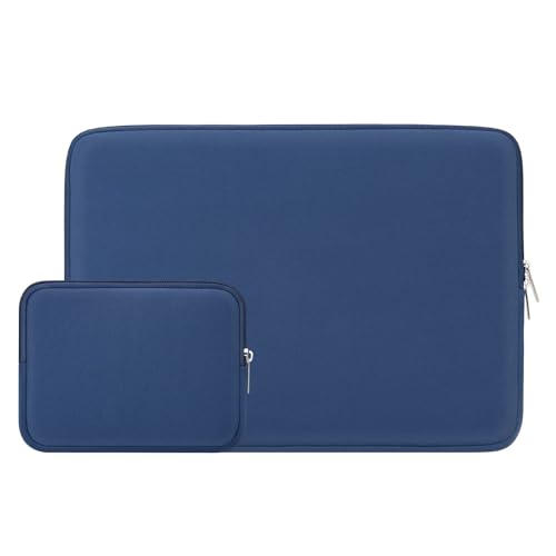 RAINYEAR Laptop Sleeve Case Compatible with 13.3 Inch Notebook Computer Tablet Chromebook 14" MacBook Pro/Max M1 M2 M3 M4 M5 Soft Carrying Bag Protective Cover with Accessories Pouch (Navy Blue) - color: Navy Blue, size: 13"-13.3"