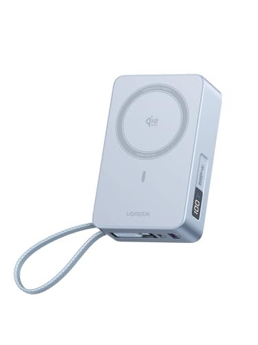 UGREEN Qi2 25W Wireless Power Bank, Built-in Cable, 30W PD Wired MagSafe | Qi2 25W wireless & 45W PD wired, built-in cable. High-capacity 20000mAh. MagSafe