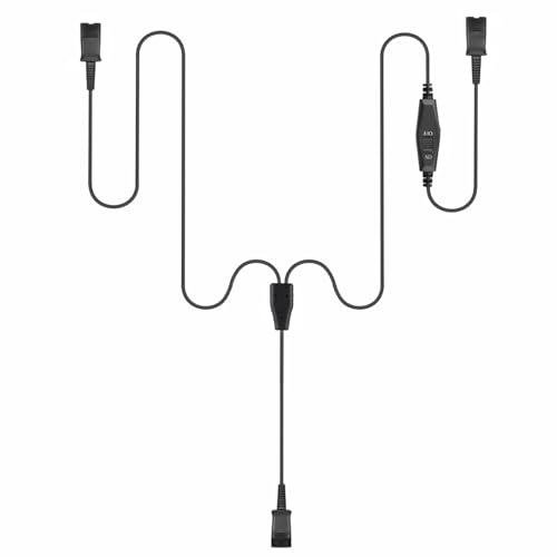 Training Y Splitter Adapter Cable to Plantronics Quick Disconnect Headsets | Plantronics QD Headset Splitter Cord Connector for Call Center, Monitoring, Training, in-line Volume Mute Controls