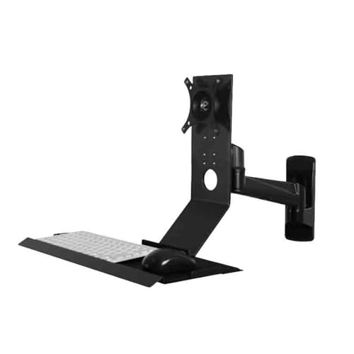 Monitor Stand Single Arm with Regular Keyboard Tray Non-Folding Black Single Screen Stand Monitor Stand Desk arm