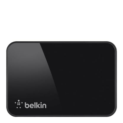 Belkin 4-Port USB 3.0 Hub – SuperSpeed Powered Station with 5 Gbps Data & Charging, Compact Desktop Adapter for Laptops, iPhone Chargers, Printers, Storage Devices – Black