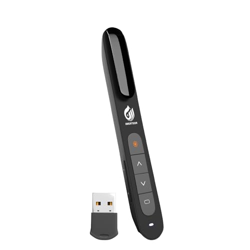 AMERTEER Wireless Presenter,Support Hyperlink RF 2.4GHz Powerpoint PPT Clicker Presentation Remote Control Laser Pointer Flip Pen - color: Red Light