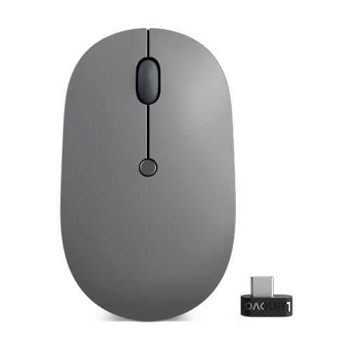 Lenovo Go USB-C Essential Wireless Mouse, 2.4 GHz Nano USB-C Receiver, Adjustable DPI, Rechargeable Battery, Ambidextrous, GY51C21210, Grey - color: Essential