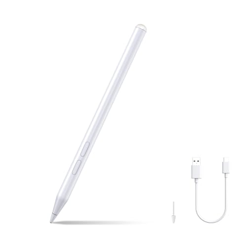 Rechargeable MPP 2.0 Tilt Pen for HP/Surface/Kobo, 4096 Pressure & Magnetic | Two Side Button, Palm Rejection Stylus for Surface Pro 11-3, Laptop/Book/Go/Studio for Students Artists Drawing Note-Taking - color: White