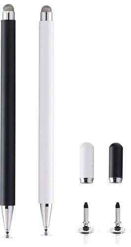 2PCS 2-in-1 Stylus Pen for Samsung Galaxy Tab A11/A11+/A9+/A9/A8/A8 Plus/A7/A7 Lite,Stylus for iPad Pro/iPhone/Fire/Surface Tables All Touch Devices (Black+White) - color: Black+White