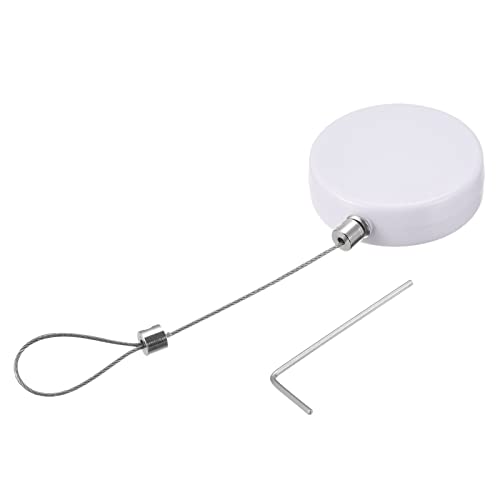 MECCANIXITY Round Retractable Cable Lock with Self-Adhesive, Remote Control Security Lock Anti-Lost Rope Hardware Cable Lock 600g Tensile Force White - color: White