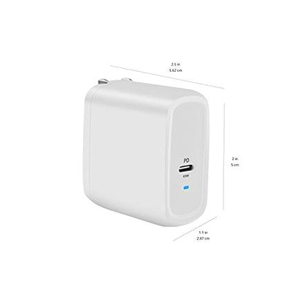 Amazon Basics 65W One-Port GaN USB-C Wall Charger with Power Delivery PD, Foldable Plug, Portable, Fast Charging for Laptops, Tablets & Phones, Non-PPS, White - color: White, style: 65W (1 USB-C)
