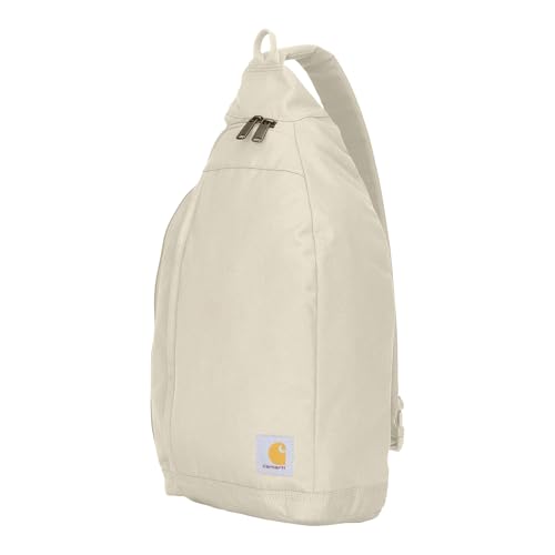 Carhartt Durable Sling Bag, Crossbody Backpack with Side Release Buckle, Tablet Sleeve and Adjustable Strap, Chalk, 10L - color: Chalk