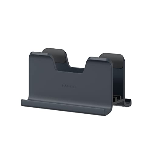 Hagibis Vertical Laptop Stand Desktop for Desk Gravity Locking Holder Dock Save Space Improves Airflow for MacBook Pro, Mac mini, Surface, HP, Dell, Chrome Book (Gen2 Black)