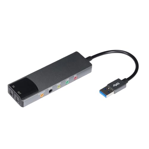 USB External Sound Card with SPDIF Digital Sound for 5.1 & 7.1 Surround Sound Systems, Aluminum Body - color: Gray