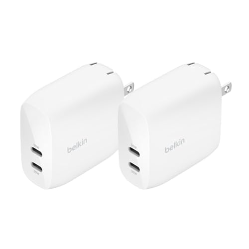 Belkin 60W Dual USB C Charger Block, 2 Pack, PPS Fast Charging | Samsung Galaxy S25, iPhone 17, Air, Pro, Pro Max, iPad, MacBook Air, AirPods, Google Pixel 10 - style: 60W White 2-pack