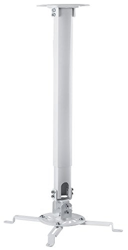Mount-IT! Projector Ceiling Mount [30 lbs Capacity] Universal Bracket | 360 Full Motion with Tilt and Swivel Rotate | Adjustable Pole Height from 21-34.5 Inches, Extendable Arms (White | Long) - style: Long