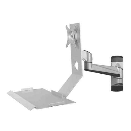 Monitor Stand- Silver Single Arm Monitor Stand with Engineering Tray Non-Folding Single Screen Adjustable Desk Mount