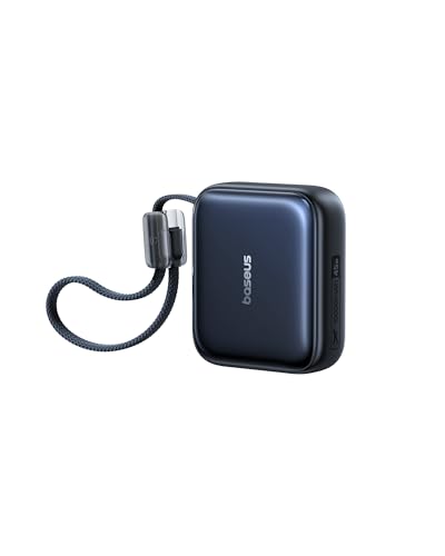 Baseus 45W Ultra Slim 10000mAh Power Bank Built-in USB-C Cables, CCC Certified Portable Charger, Travel Essential Fast Charging Pocket Size Phone Battery Pack for iPhone 17 16 Samsung S25 S24 iPad - color: Navy