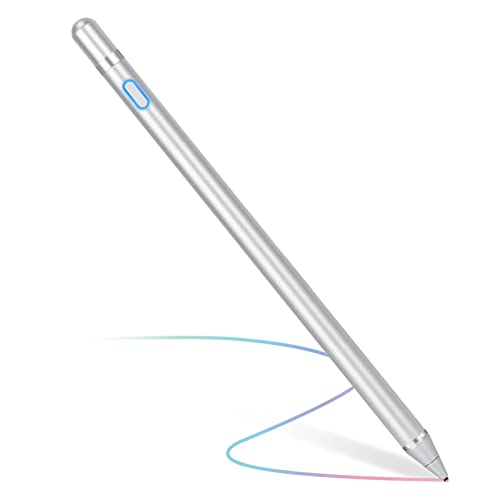 Stylus Digital Pen for Touch Screens, Active Pencil Fine Point Compatible with iPhone iPad and Other Tablets for Drawing and Handwriting (Silver) - color: silver