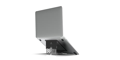 Paper-Thin Stand for MacBook, Laptop Riser, Slim Portable Ergonomic Ventilated Stand, 6 Adjustable Heights from 2.1" to 3.6", Compatible with Laptops Up to 18”, US Patented (Black) - color: Black