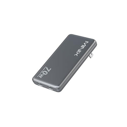 MINIX 70W Flat USB C Wall Charger, Slim Foldable Dual Type C GaN Plug | Fast Charging Block for iPhone 17 16 15 Pro Max, MacBook Air, iPad Pro, Galaxy S25 S24, Pixel 10, Steam Deck