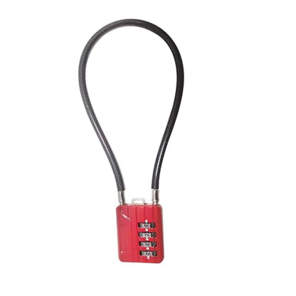 4-Digit Combination Cable Padlock with 12 inch (30 cm) Flexible Steel Cable, Small Lock for Locker,Luggage, Backpack,Cabinet,Gym Bag,Toolbox,Travel,Red,Black Rope (1, 20cm(8 inch Cable)) - size: 20cm(8 inch Cable)
