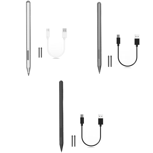 Styluses Pen Compatible for Go/Laptop/Book Featuring 1024Pressure Levels Replaceable Nibs Fast Charging Styluses - color: Silver