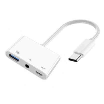 chenyang 3 in 1 USB C to 3.5mm Audio AUX & USB 2.0 Socket OTG Adapter with PD 15W Charge for Laptop Tablet Phone - style: 3.5mm/USB3.0 3-in-1