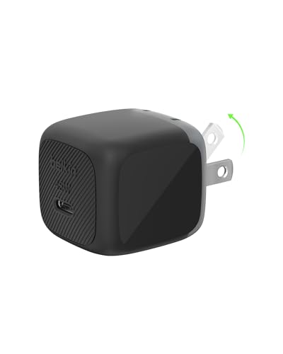 Belkin 45W Compact USB C Charger Block, Fast Charging for Travel | PD 3.1, PPS, Travel Charger, Chromebook, iPad, iPhone 17, Samsung Galaxy, Pixel, Nintendo Switch 2, Foldable Prongs - color: Black, style: Single Pack