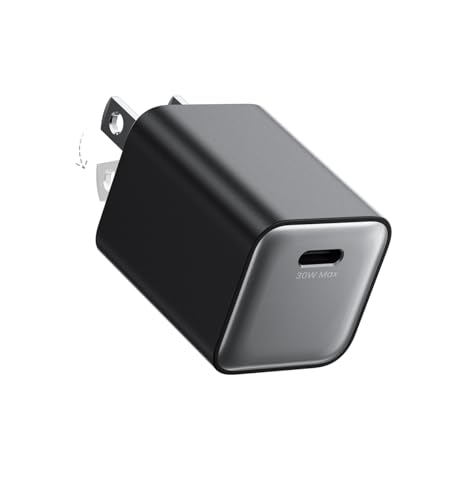 30W Compact Wall Charger, USB C Charger Block with GaN III Tech, PD3.0 PPS QC4.0 Fast Charging Foldable Power Adapter for iPhone 17 16 15, Galaxy, Pixel, iPad, AirPods (Black, 1 Pack) - color: Black, size: 1 Pack