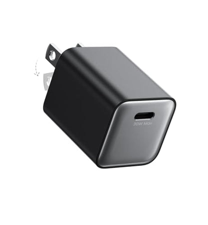 30W Compact Wall Charger, USB C Charger Block with GaN III Tech, PD3.0 PPS QC4.0 Fast Charging Foldable Power Adapter for iPhone 17 16 15, Galaxy, Pixel, iPad, AirPods (Black, 1 Pack) - color: Black, size: 1 Pack