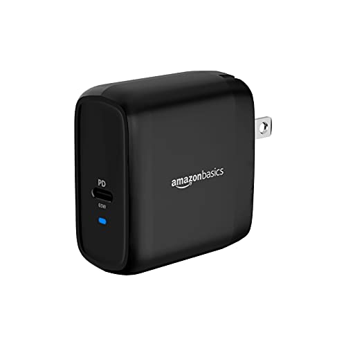 Amazon Basics 65W One-Port GaN USB-C Wall Charger with Power Delivery PD 3.0, Foldable Plug, Portable, Fast Charging for Laptops, Tablets & Phones, Non-PPS, Black - color: Black, style: 65W (1 USB-C)