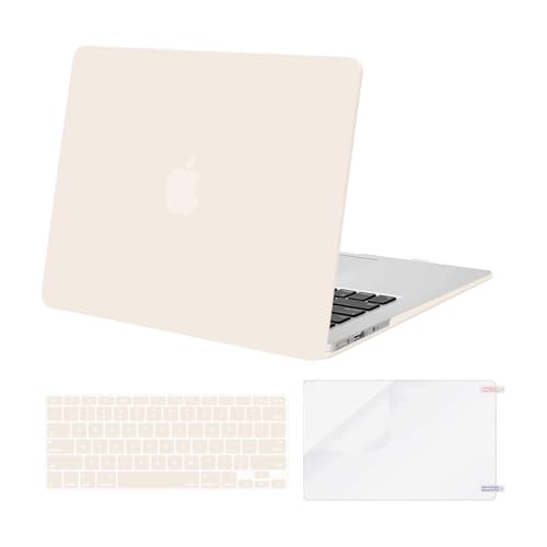 MOSISO Case Compatible with MacBook Air 13 inch A1369 A1466, Beige | Plastic Hard Shell & Keyboard Cover & Screen Protector Compatible with MacBook Air 13 (Older Version 2010 - end 2017) - color: Beige