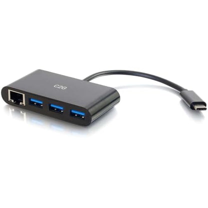 Legrand - C2G USB Adapter, USB C to Ethernet Hub, Gigabit Ethernet Port, 3 Port Adapter with Power Deliver, Black, 1 Count, C2G 29747 - color: Black, style: 3-Port