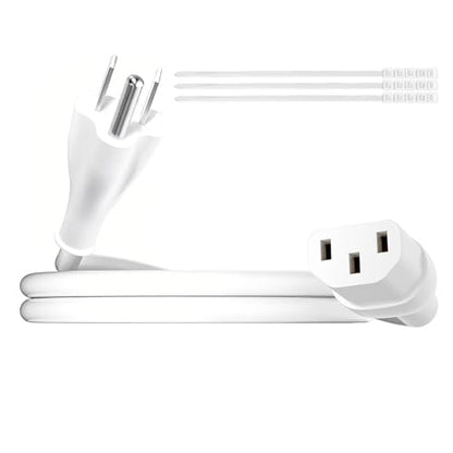 Adoreen 2 Ft Computer TV Replacement Power Cord White, 18AWG 3-Prong AC Universal Power Supply Cable NEMA 5-15P to IEC 320 C13 for Printer, PC, Monitor TV LCD, ETL+Ties - size: 2FT, style: Straight to Straight