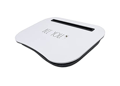 Rae Dunn Lap Desk - Laptop Pillow Lap Desk - Portable Work Table with Cushion for Bed, Couch, Car - Use for Writing, Reading, Eating and Computer Use - Suitable for Kids and Adults - size: 17.25” x 13.5” x 2” (extra long media slot)