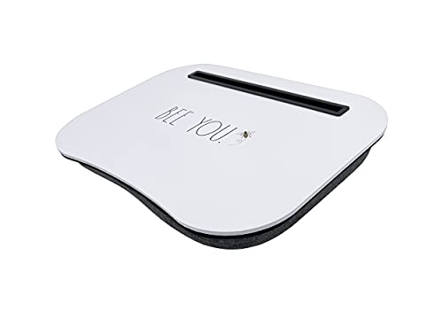Rae Dunn Lap Desk - Laptop Pillow Lap Desk - Portable Work Table with Cushion for Bed, Couch, Car - Use for Writing, Reading, Eating and Computer Use - Suitable for Kids and Adults - size: 17.25” x 13.5” x 2” (extra long media slot)
