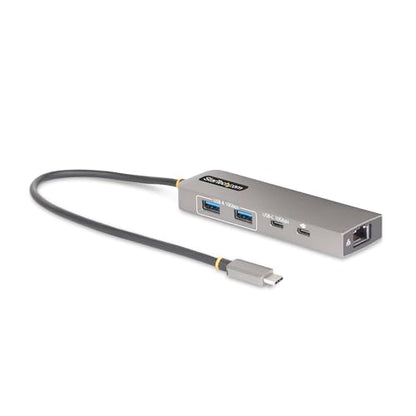 StarTech 3-Port USB-C Hub, 10Gbps, with 2.5GbE and 100W PD Pass-Through | 2.5Gbps Ethernet, Attached 1ft 30cm TPE cable, Portable, Wake-on-LAN RJ45, MAC address cloning, For MacBook iPad