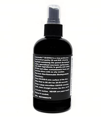 TME CD DVD Cleaning Solution Fluid (Not a Scratch Remover) 8 Ounce (237 ML) Spray Bottle Cleaner CD-DVD-8 Made in USA