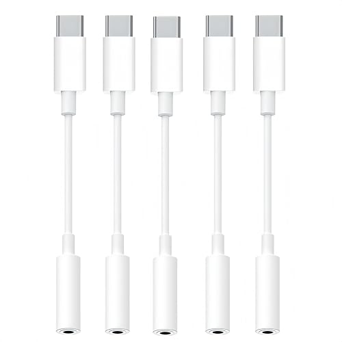5 Pack Usbc to 3.5mm Jack Audio Adapter,The Headphone Adapter to USB C Compatible with iPhone 17/16/15 Series,Samsung Galaxy S25,S24,S23 Ultra,Note 20,iPad Pro,MacBook,Pixel XL and More - size: 5 Pack usb c to 3.5mm audio adapter