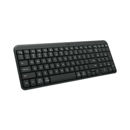 Logitech K250 Compact Bluetooth Wireless Keyboard with Numpad - Graphite | Bluetooth connectivity only, no USB receiver, compact design, spill-resistant, comfortable keys, Windows MacOS compatible - color: Graphite, style: Keyboard