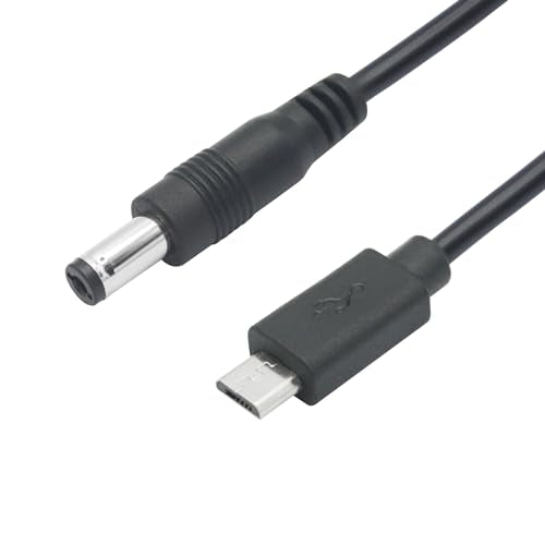Short DC 5.5mm x 2.1mm to Micro USB Power Cord 6inch, DC 5521 Male to Micro USB Male Plug 5V 3A Power Charging Cable Extension Cord, for LED Desk Lamp, Small Fan Etc Other Equipment (2Pcs) - style: DC 5521 Male to Micro USB Male