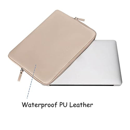 MOSISO Laptop Sleeve Bag 13.3 inch PU Leather Padded Bag Waterproof Case | Compatible with MacBook Air/Pro, 13-13.3 inch Notebook, Compatible with MacBook Pro 14 2026-2021 M5 M4 M3 M2 M1, Apricot - color: Apricot, size: 13.3 inch