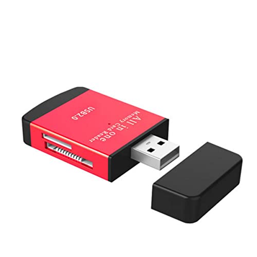 TXY 4 in 1 Card Reader USB2.0 to SD Micro SD TF MS MMC M2 Cardreader for Laptop PC Smart Card Reader SD Card Reader 4 in 1 Card Adapter (Red) - color: Red