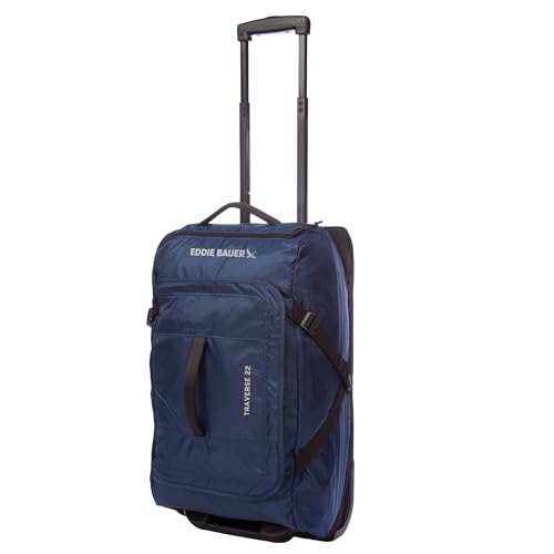 Eddie Bauer Traverse Luggage | Roller Wheels | Telescoping Handle | Travel | Vacation | Ripstop Nylon - Medium Indigo, 22" - color: Medium Indigo, size: 22"