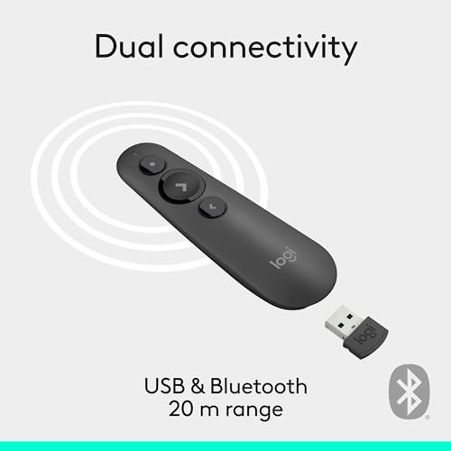 Logitech Wireless Presenter R500s PowerPoint Clicker with Laser Pointer | PowerPoint clicker, presentation clicker - color: Red Laser, style: 3 buttons
