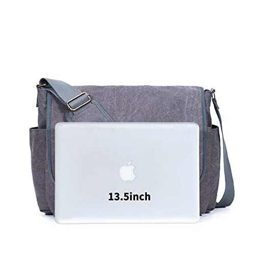 Sechunk Canvas Large Messenger Bag Shoulder bag Cross body bag Crossbody Bag - color: Grey, size: Small