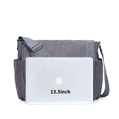 Sechunk Canvas Large Messenger Bag Shoulder bag Cross body bag Crossbody Bag - color: Grey, size: Small