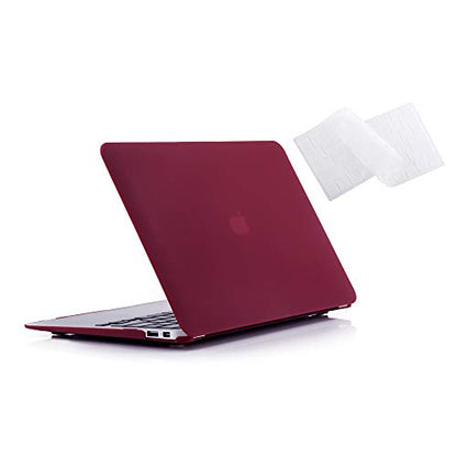 RUBAN Case Compatible with MacBook Air 13 Inch (Models: A1369 & A1466, Older Version 2010-2017 Release), Slim Snap On Hard Shell Protective Cover and Keyboard Cover, Wine Red - color: Wine Red