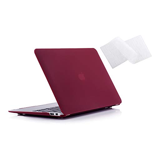 RUBAN Case Compatible with MacBook Air 13 Inch (Models: A1369 & A1466, Older Version 2010-2017 Release), Slim Snap On Hard Shell Protective Cover and Keyboard Cover, Wine Red - color: Wine Red