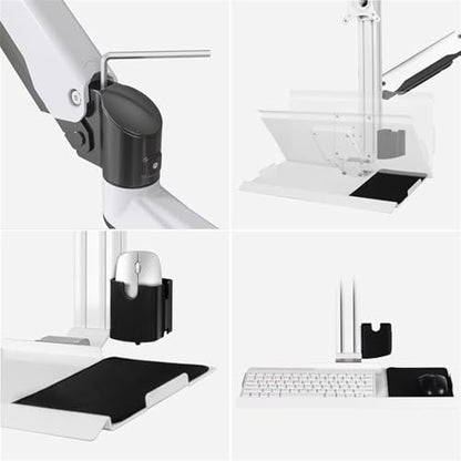 Monitor Arm Single Monitor Desk Mount, Sit Stand Workstation with keyboard tray and mouse box, Height Adjustable gas spring Single Monitor Mount Arm, Holds up to 13.2lbs Monitor Mount(700mm) - size: 700mm
