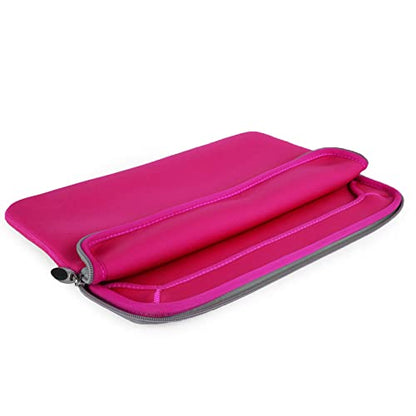 Travel Neoprene 13" Laptop Sleeve with Water Resistant Protection, Front Pocket - Compatible with SurfaceBook (Hot Pink) - color: Magenta